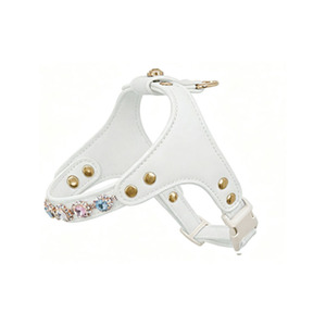 Zenos Luxury Crystal Rhinestone Leather Dog Harness & Leash Set for Small Dogs, Bling Vest Harness for Maltese <b>Puppy</b> - Product Image 3