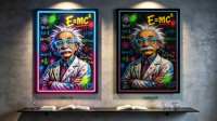 Pintura Decorativa LED de Arte Urbano Pop, Pintura Decorativa LED con Marco de Neón