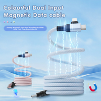 Nouveau Câble de Chargeur Magnétique USB C Multi-Ports, Cordon de Données 4 en 1 à Charge Rapide 60W, Câble USB Magnétique