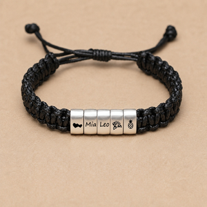 Personalized Engraved Hemp <b>Rope</b> <b>Bracelet</b> With Silver Charms Mia Leo Heart Pineapple Unisex Casual Jewelry Gift - Product Image 1