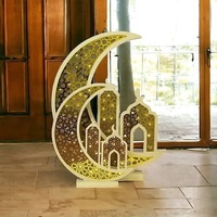 Décoration LED géométrique en bois, motif lune et arche de mosquée, pour l'Aïd et le Ramadan – Meilleures ventes