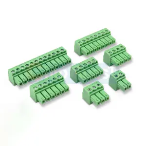 Conectores de bloco de terminal pcb, conectores de ângulo reto e plug macho e fêmea de 3.5mm