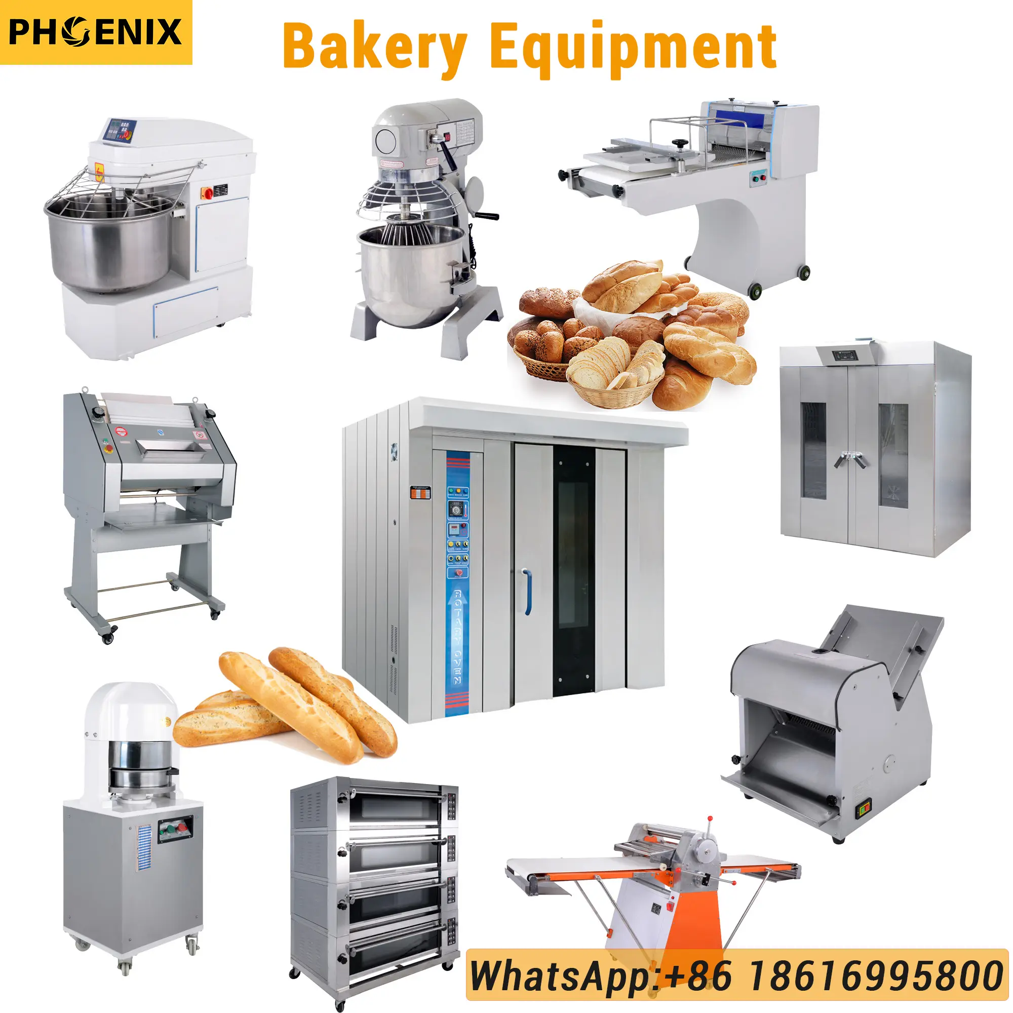 אספקת כל מאפיית תנור קו מיקסר תעשייתי לחם ביצוע מכונות מסחרי מאפיית אפיית ציוד