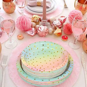 Colorful Dots Design Child's Birthday Party <b>Disposable</b> Paper Plates & Cups Set - Product Image 6