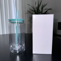Gobelet en plastique acrylique pré-percé de 16 oz avec couvercle coloré pour les enveloppements en vinyle et UV DTF, couleurs assorties