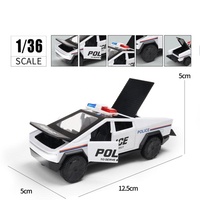 Miniature de voiture de police en alliage moulé sous pression 1:36, 4 portes ouvrables, son et lumière, modèle à rétrofriction avec boîte en acrylique et support rotatif à 360° pour cadeaux