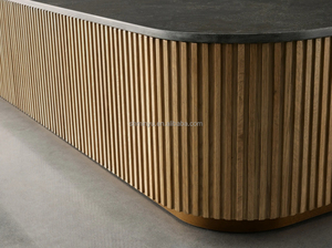 <span class=keywords><strong>Table</strong></span> <span class=keywords><strong>basse</strong></span> de luxe <span class=keywords><strong>moderne</strong></span> de designer pour salon, en bois de chêne massif avec plateau <span class=keywords><strong>rectangulaire</strong></span> en marbre et verre cannelé pour usage domestique - Product Image 3