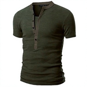 Nouveau T-shirt Homme Col Roulé Boutonné Style Punk en Coton Séchage Rapide Formel Oversize Manches Courtes Streetwear - Product Image 4