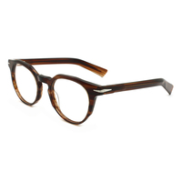 Montures de lunettes vintage tendance en gros, lunettes de marque de luxe, lunettes rondes en acétate de haute qualité pour hommes
