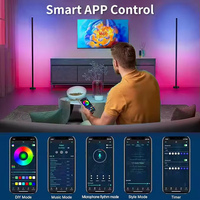 Lámpara de Pie LED de Estilo Nórdico, con Control por Aplicación, USB, para Sala de Estar, Dormitorio, Luz Nocturna, Ambiente para Videojuegos, Decorativa