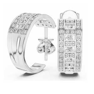 Pendientes de Aro Anchos con Incrustaciones de Diamantes, Diseño Personalizado, Joyería Fina Elegante y Minimalista, Perfecta para Mujer - Product Image 4