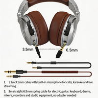 Headset OneOdio Pro30 KTV Monitoring 6.5mm untuk Keyboard Elektronik/Instrumen Drum/DJ, Headset Over-Ear dengan Mikrofon
