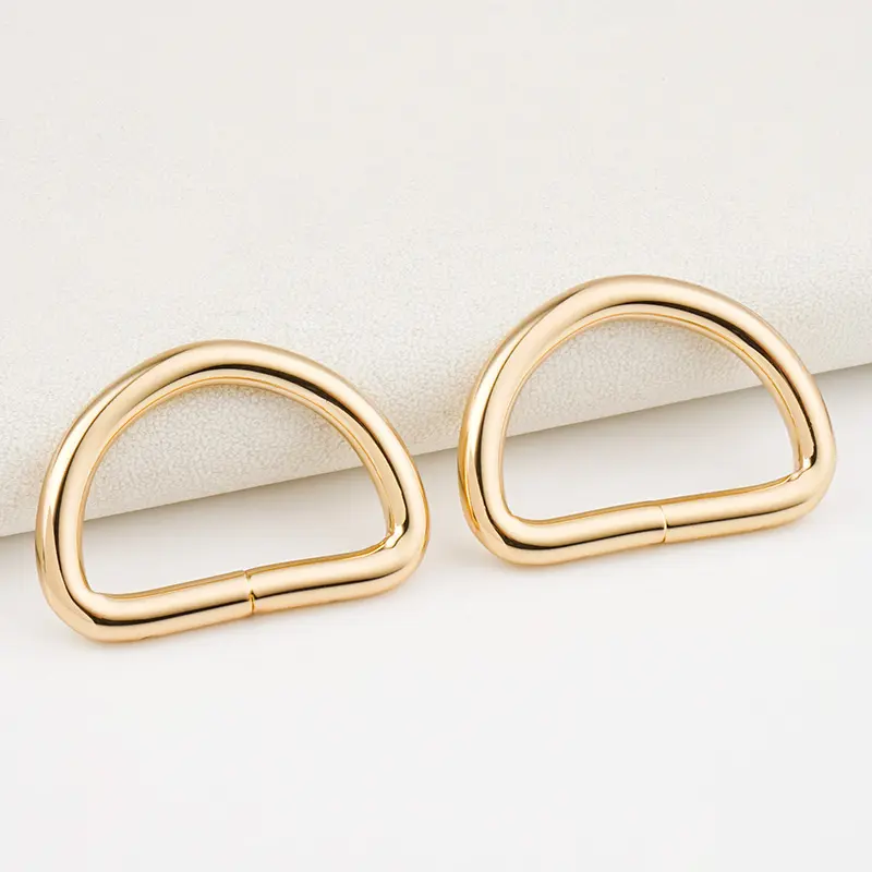 Heavy Duty D Rings Semi Circular Gold D Rings 1" 25mm Buckle 3.8mm Thickness Strong 1 Inch D Ring for Dog Leash Collar Hardware