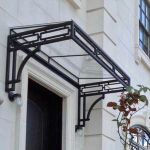 <span class=keywords><strong>Toldo</strong></span> arquitectónico de hierro forjado con paneles de vidrio estructural y sistema de iluminación de canalón de lluvia LED integrado - Product Image 4