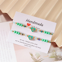 Nouveau bracelet porte-bonheur œil du diable en émail doré, alliage, cœur chromé, ensemble de cartes d'amitié, bijoux œil du diable unisexe