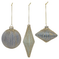 Boule de Noël en verre de forme ronde artisanat ornements suspendus avec des paillettes écologiques