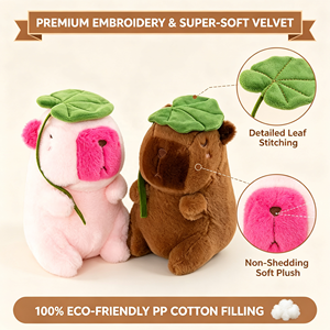 Peluche de <span class=keywords><strong>Capibara</strong></span> Suave de 20 CM con Sombrero de Hoja de Loto, Juguete de Peluche, Premio para Máquinas de Arcade de Centros Comerciales, <span class=keywords><strong>Compra</strong></span> Directa de Fábrica - Product Image 3