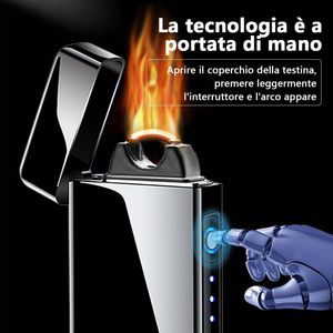 AIRO Briquet USB rechargeable et rechargeable à double arc coupe-vent en alliage de zinc, durable, écologique, personnalisable avec logo, pour cadeaux pour petit ami - Product Image 3