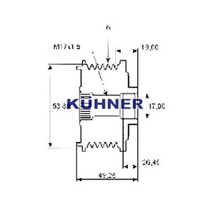 อุปกรณ์ฟรีวีลของเครื่องกำเนิดไฟฟ้ากระแสสลับที่ใช้ได้กับ SUZUKI JIMNY 1.5 DDiS 4WD (SN415D) ดีเซล (กำลัง: 48 กิโลวัตต์, แรงม้า: 65) ตั้งแต่ปี 12-2003 - Product Image 2