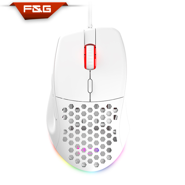 White Wired RGB Gaming Mouse 12000DPI Lightweight Design Mouse