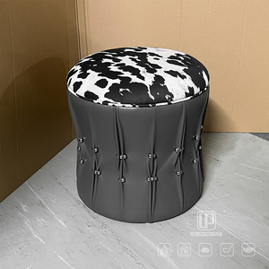 Multi Scene Use of Fashion Designed Round Black White Fabric <b>Stool</b> Chair Size Foshan <b>Stools</b> & <b>Ottomans</b> Black <b>Stool</b> - Product Image 6