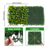 Panneau de haie verticale artificielle 50x50cm, plantes vertes, mélange d'eucalyptus et de feuilles violettes pour la décoration de magasins, mariages, jardins et espaces commerciaux
