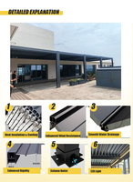 Pergola motorisée rétractable en aluminium avec lames orientables, abri solaire pour terrasse extérieure, jardin, patio