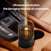 Diffuseur d'arômes pour voiture, alimenté par USB, humidificateur portable à huile essentielle, lumière d'ambiance à la lumière des bougies, désodorisant pour voiture, maison, bureau