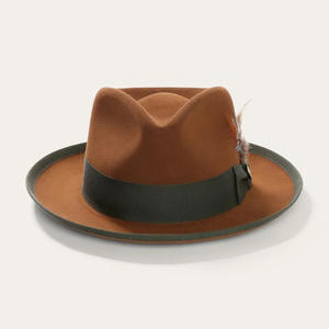 Otoño Invierno Fedora Sombrero <span class=keywords><strong>de</strong></span> hombre Ala corta Moda Jazz Plain Venta al por mayor <span class=keywords><strong>Sombreros</strong></span> Fedora suaves para caballeros con plumas - Product Image 6