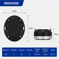 HDE-914 Neodimyum Kompresyon Sürücüsü 1.4" VC 120W AES 8 Ohm Metal Gövdeli PA Hoparlör Sistemi için