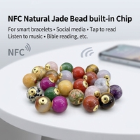 Bracelet en perles de grenat rouge naturel NFC avec puce Ntag213/216 et URL encodée, pour versets bibliques quotidiens, avec logo