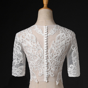Lace Bolero <strong>Jackets</strong> for Evening Dresses <strong>Bridal</strong> <strong>Jackets</strong> O-Neck Lace Bride Shrugs Capes Party Wraps - Product Image 2