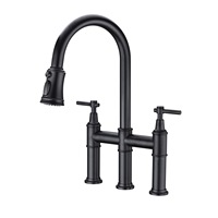 Robinet de cuisine haut de gamme en laiton, eau chaude et froide, extractible, style nordique américain, trois pieds, finition brossée or, chrome