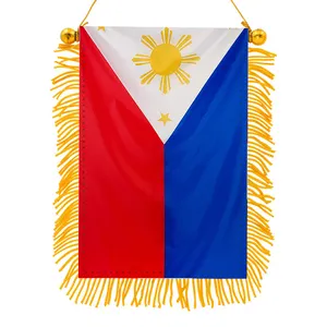 Bandeira filipina Mini espelho retrovisor Franjadas Double Side Flag Banner