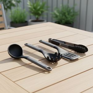 Ensemble d'ustensiles de cuisine en silicone miniatures personnalisés, 4 pièces, écologiques, de qualité alimentaire, noirs, compatibles lave-vaisselle et micro-ondes - Product Image 3