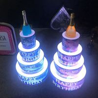 Présentoir VIP de bouteille de champagne avec logo personnalisé coloré rechargeable Led gâteau d'anniversaire boîte de nuit lounge bar