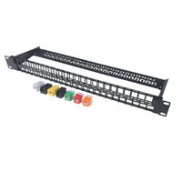 Panel Patch UTP 48 Port 2U 19 Inci Tanpa Modul, Panel Patch Kosong UTP untuk Jack Keystone CAT6/CAT6A/CAT7/CAT8
