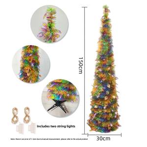 Árbol de Navidad Plegable de 150cm/5FT al por Mayor con Luces LED Preinstaladas <span class=keywords><strong>y</strong></span> Adornos de Estrellas para Pedidos al por Mayor - Product Image 2