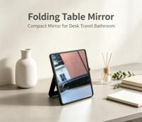 Miroir de maquillage pliable rond avec support pour table de chevet, coiffeuse, décoration intérieure