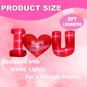 5FT Waterproof LED Happy <b>Valentine's</b> Day Inflatable 'I Love You' Lighted Yard Sign for Home Wedding Garden Party Decor - Product Image 2