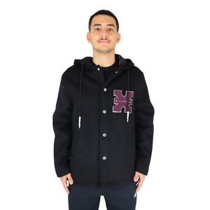 Uma24013PK giacca di pelle nera PU XS taglia rivestita Streetwear Puffer ricamato con cappuccio traspirante senza soluzione di continuità per la primavera Casual - Product Image 1