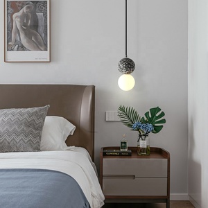 Lustre nordique moderne en marbre pour hôtel Lustre à panneau en travertin naturel sphérique en <span class=keywords><strong>béton</strong></span> de verre pour restaurant - Product Image 4