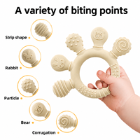 Anneau de dentition pour bébé en silicone souple sans BPA, de qualité alimentaire, en forme de dessin animé, anneau à mâcher apaisant, jouet sensoriel pour bébé, pour les nourrissons de plus de 3 mois