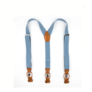 Logo personalizzato poliestere azzurro regolabile <span class=keywords><strong>in</strong></span> <span class=keywords><strong>pelle</strong></span> bottone tab end <span class=keywords><strong>bretelle</strong></span> elastiche da sposa clip on <span class=keywords><strong>bretelle</strong></span> per <span class=keywords><strong>uomo</strong></span> - Product Image 3