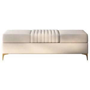 <span class=keywords><strong>Rebecca</strong></span> Ottoman moderne en cuir véritable beige 180*40*40cm avec grand rangement et couvercle relevable, table basse, tabouret pour hôtel et mobilier de maison - Product Image 3