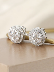 Boucles d'oreilles en acier inoxydable personnalisées, creuses, avec diamants, sans perçage, bijoux de mode légers et luxueux - Product Image 6