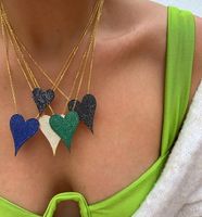 2021 regalo de día de San Valentín fino enlace cadena colgante de corazón pavimenta chapados en oro para mujer, chica, collar