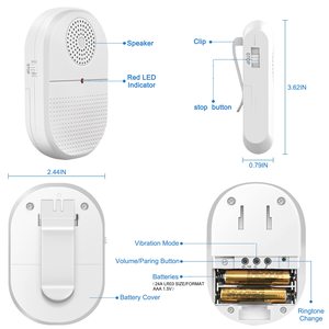 Pager Inalámbrico Daytech <span class=keywords><strong>para</strong></span> Cuidadores de Personas Mayores - Uso en Hospitales y Residencias, Alarma por Vibración, Alcance de 150m, Material ABS - Product Image 3