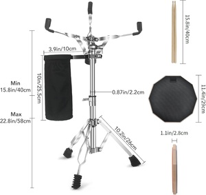 Kit de Pad de Práctica de Batería con Altura Ajustable - Set Todo en Uno para Casa, Escuela y Viajes con Soporte, <span class=keywords><strong>Baquetas</strong></span> y Estuche de Transporte - Product Image 3