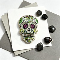 Broche Crâne en sucre du Jour des Morts en alliage de zinc émaillé avec strass, motif crâne floral, 4 couleurs, accessoire vestimentaire, cadeau pour femme